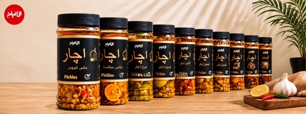 pickle jars display of different varieties